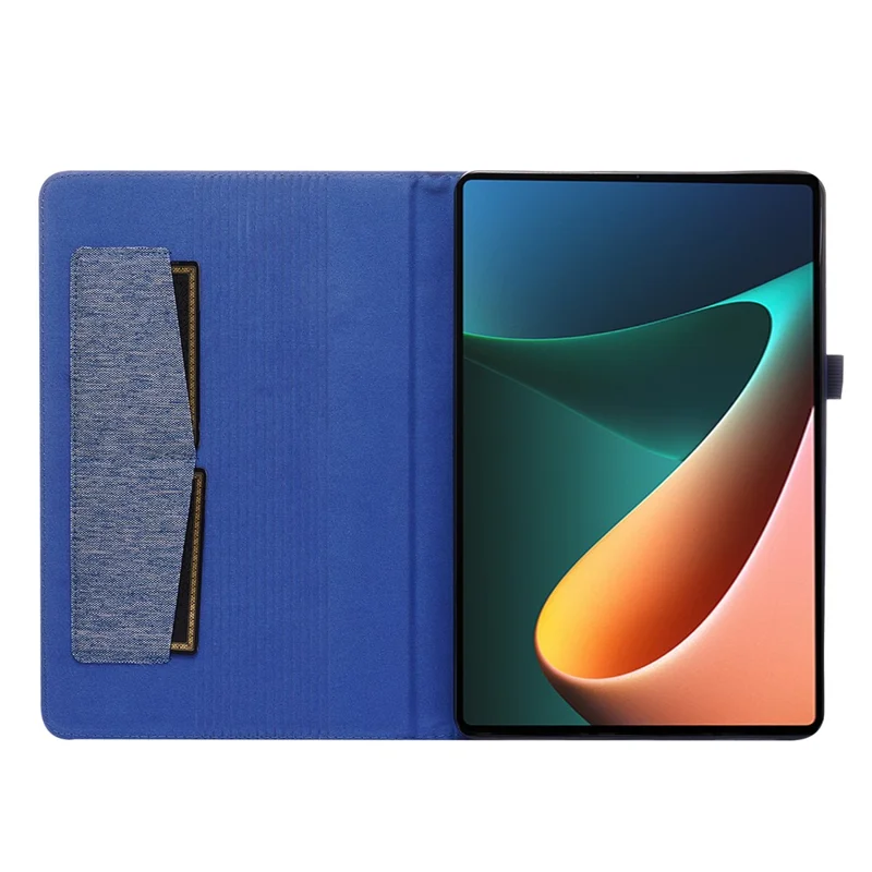 Para Xiaomi Pad 5 / Pad 5 Pro Pano Protection Teclet de Textura Pro Proteção de Corpo Inteiro PU Carta Carto Folio - Azul