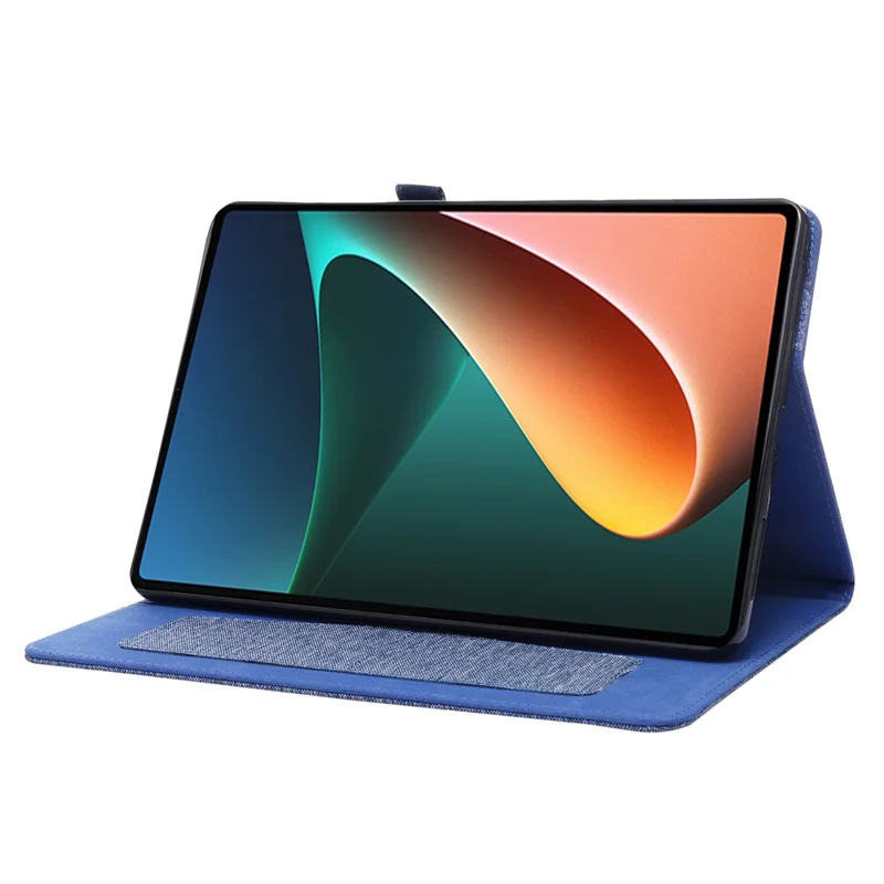 Para Xiaomi Pad 5 / Pad 5 Pro Pano Protection Teclet de Textura Pro Proteção de Corpo Inteiro PU Carta Carto Folio - Azul
