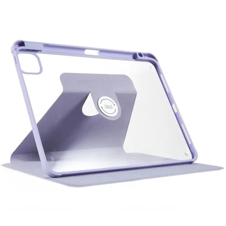 Para iPad Pro 11 (2018) / (2020) / (2021) / (2022) Capa de Tablet à Prova de Choque de Couro PU + TPU + Acrílico Anti-Queda Capa Protetora com Suporte Rotativo - Roxo