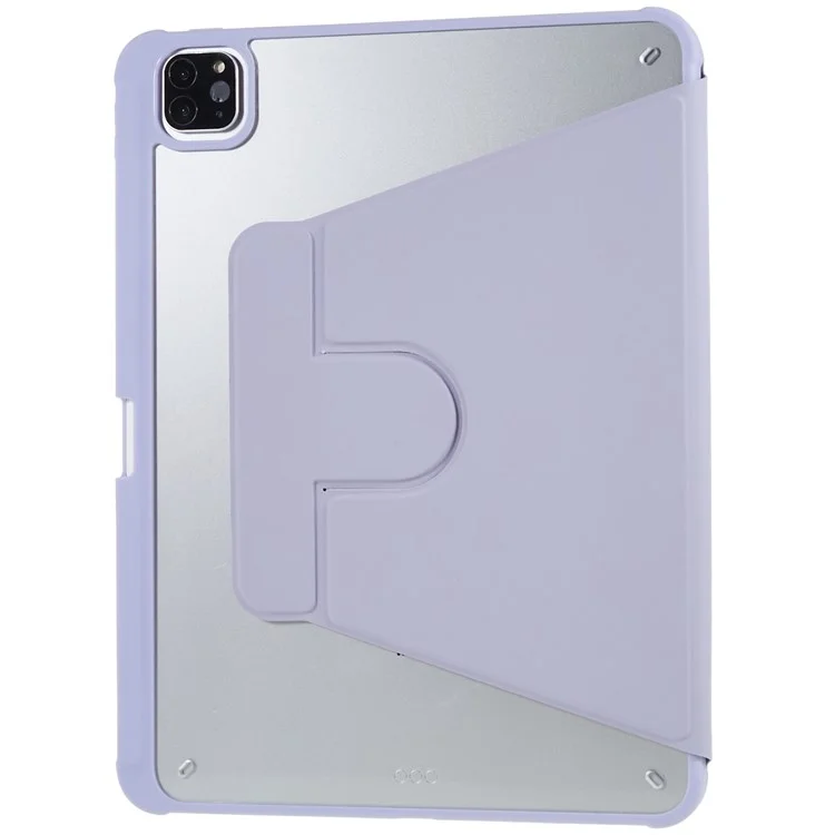 Para iPad Pro 11 (2018) / (2020) / (2021) / (2022) Capa de Tablet à Prova de Choque de Couro PU + TPU + Acrílico Anti-Queda Capa Protetora com Suporte Rotativo - Roxo