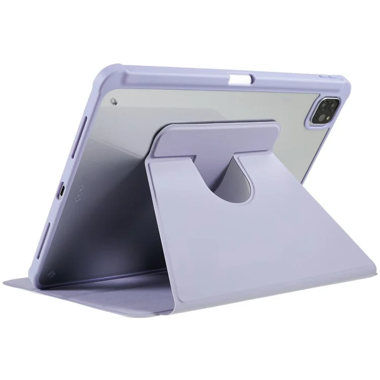 Para iPad Pro 11 (2018) / (2020) / (2021) / (2022) Capa de Tablet à Prova de Choque de Couro PU + TPU + Acrílico Anti-Queda Capa Protetora com Suporte Rotativo - Roxo