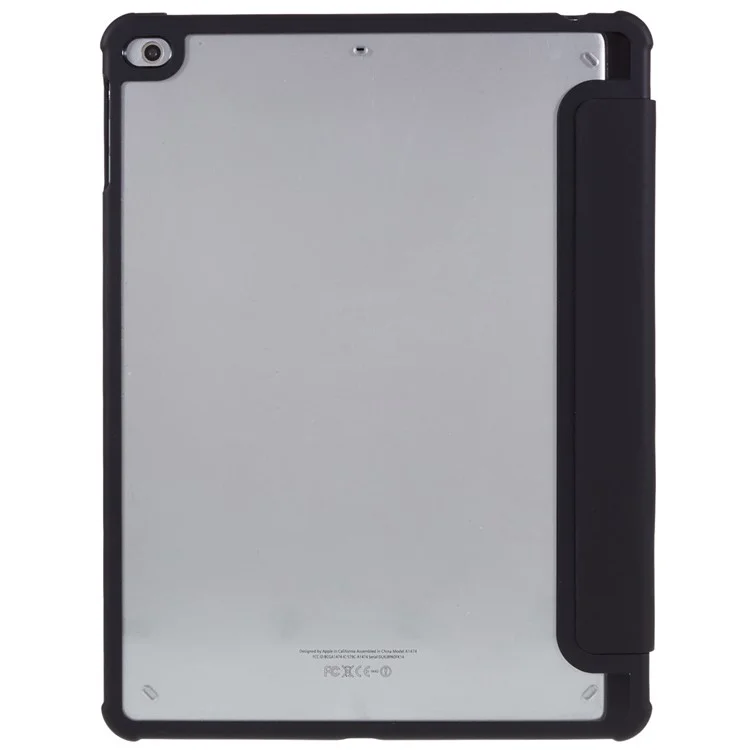 Pour iPad Air (2013) / Air 2 / iPad 9,7 pouces (2017) / (2018) Étui de support Tri-fold Auto Wake and Sleep PU Leather + TPU + Acrylic Tablet Slim Case Shockproof Cover - Noir
