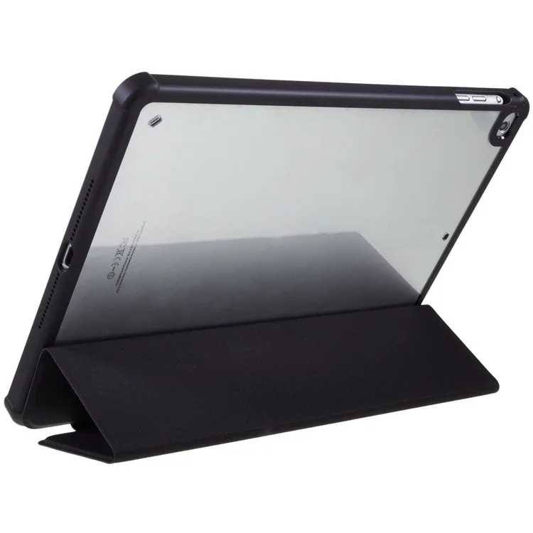 Pour iPad Air (2013) / Air 2 / iPad 9,7 pouces (2017) / (2018) Étui de support Tri-fold Auto Wake and Sleep PU Leather + TPU + Acrylic Tablet Slim Case Shockproof Cover - Noir