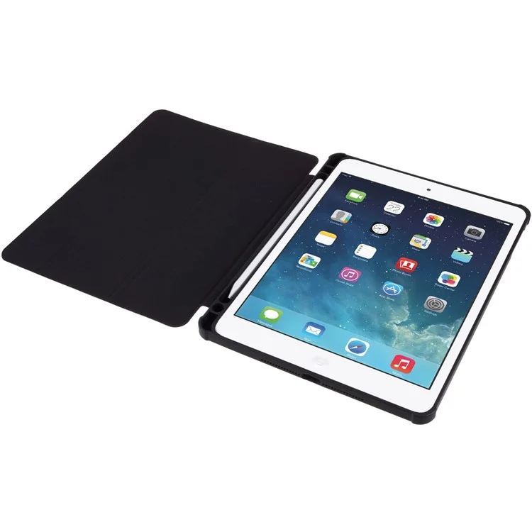 Pour iPad Air (2013) / Air 2 / iPad 9,7 pouces (2017) / (2018) Étui de support Tri-fold Auto Wake and Sleep PU Leather + TPU + Acrylic Tablet Slim Case Shockproof Cover - Noir