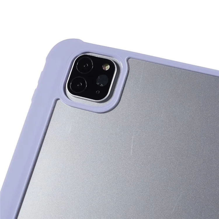 Para Ipad Pro 11 Polegadas (2018) /(2020) /(2021) Caso de Proteção PU Couro + Tpu + Capa de Comprimido Acrílico Tri - Roxo