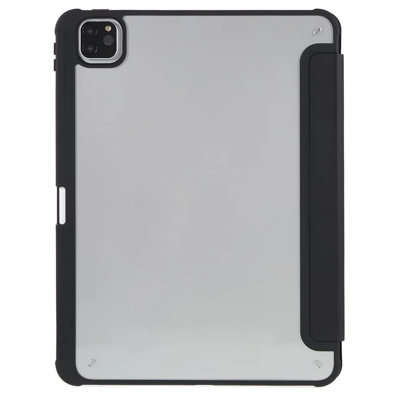 For iPad Pro 11 (2018) / (2020) / (2021) / (2022) Protective Case PU Leather + TPU + Acrylic Tablet Case Tri-fold Stand Shockproof Cover - Black