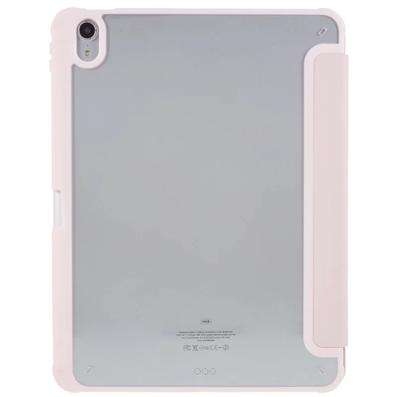 For iPad Air 11 (2025) / (2024) / Air (2022) / (2020) PU Leather TPU Acrylic Tablet Tri-Fold Stand - Pink