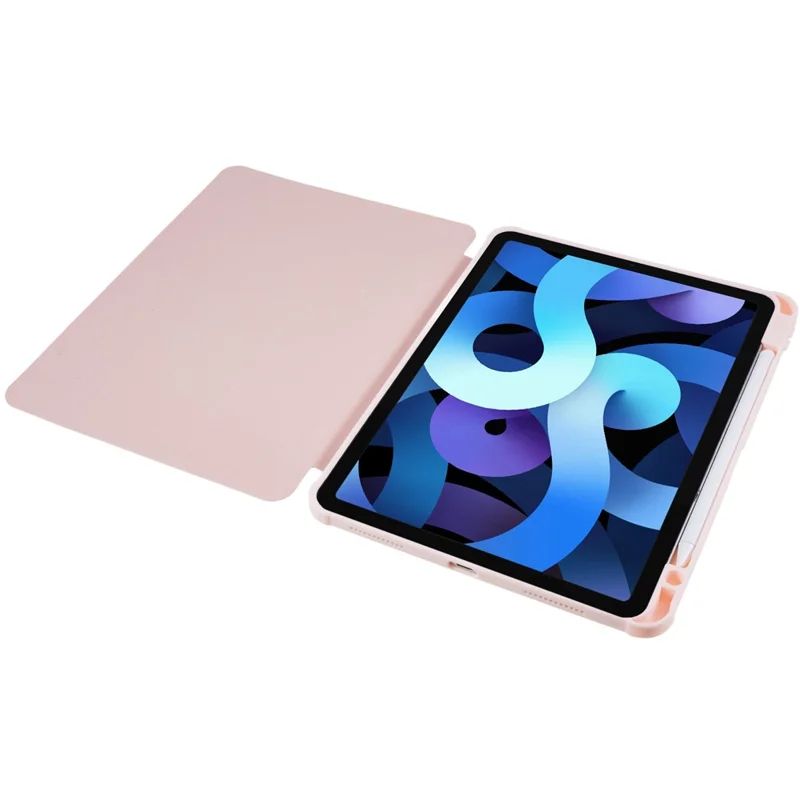 For iPad Air 11 (2025) / (2024) / Air (2022) / (2020) PU Leather TPU Acrylic Tablet Tri-Fold Stand - Pink