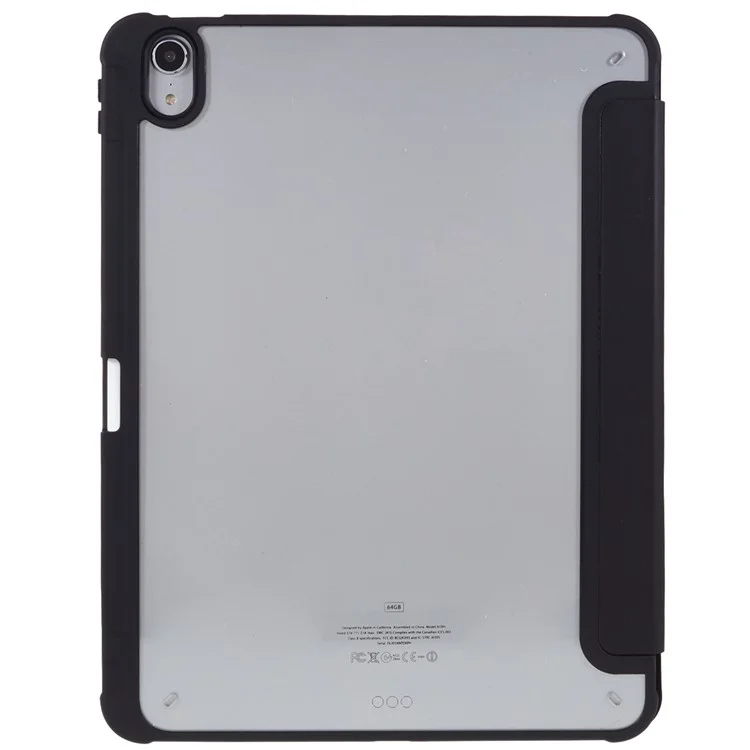 Para iPad Air 11 (2024) / Air (2022) / (2020) Couro PU TPU Acrílico Tri-Fold Stand Tablet - Preto