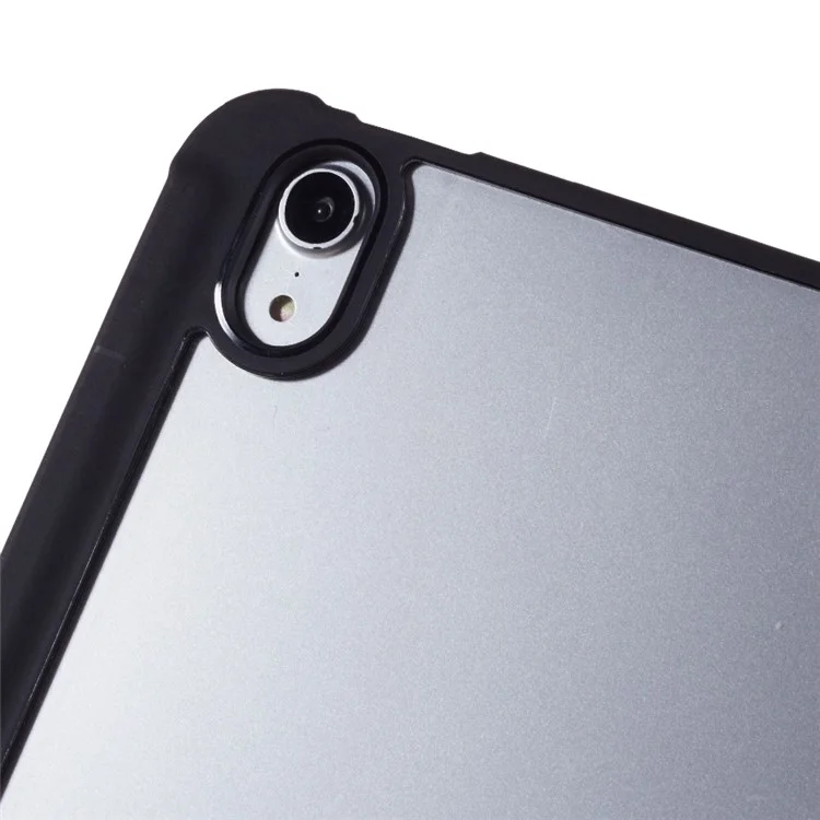 Para iPad Air 11 (2024) / Air (2022) / (2020) Couro PU TPU Acrílico Tri-Fold Stand Tablet - Preto