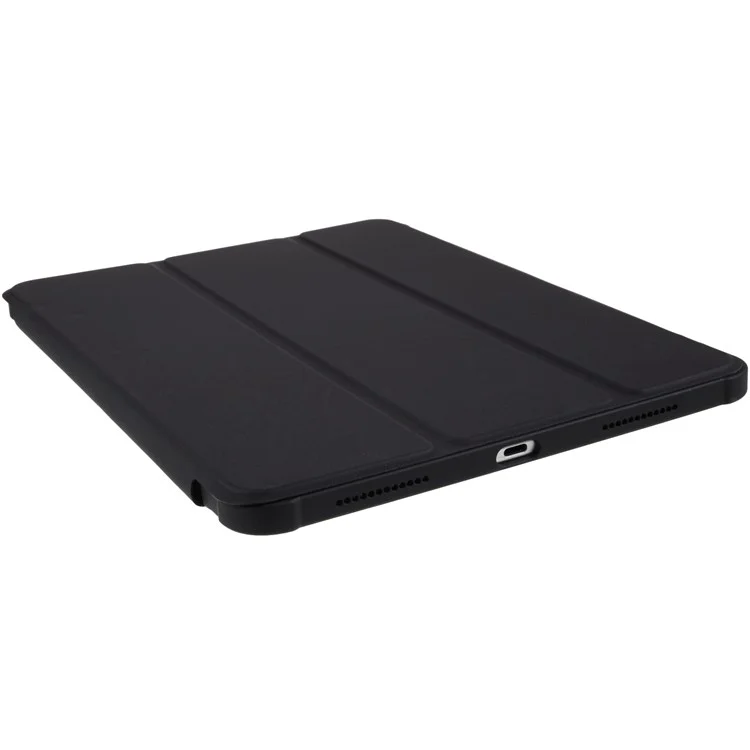 Para iPad Air 11 (2024) / Air (2022) / (2020) Couro PU TPU Acrílico Tri-Fold Stand Tablet - Preto