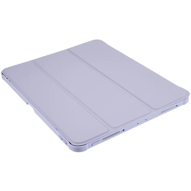 Per Ipad Pro 12,9 Pollici (2018) /(2020) /(2021) /(2022) Case di Stand Tri-fold Anti-Drop PU Leather + TPU + Acrylic Tablet Slimproof Cover - Viola