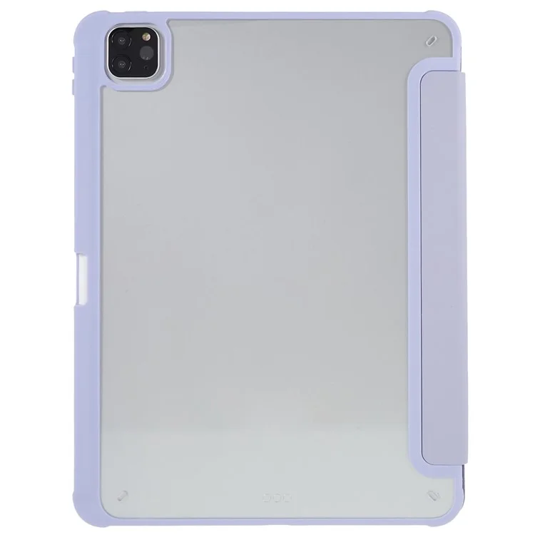 Pour Ipad Pro 12,9 Pouces (2018) / (2020) / (2021) / (2022) Anti-drop Trifold Sye Tas Cuir pu Cuir + TPU + Acrylic Tablet Slim Couvercle Étanche à Choc - Violet