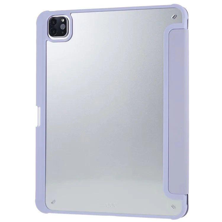 Für iPad Pro 12.9 (2018) / (2020) / (2021) / (2022) Anti-Drop Tri-fold Stand Case PU Leder + TPU + Acryl Tablet Slim Case Stoßfeste Abdeckung - Lila