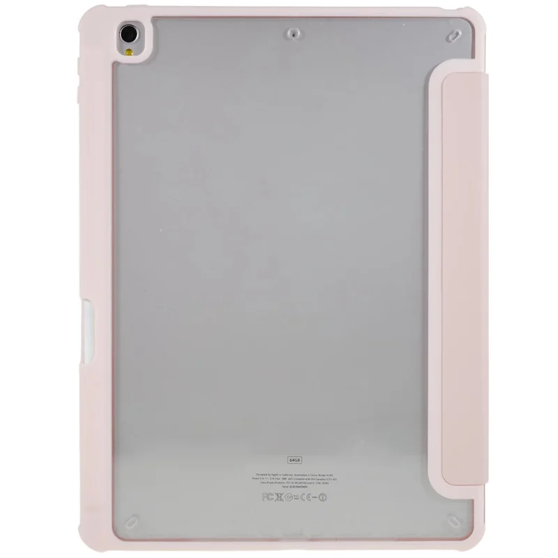 For iPad 10.2 (2021) / (2019) / (2020) Shockproof Case PU Leather + TPU + Acrylic Tablet Case Tri-fold Stand Protective Cover - Pink