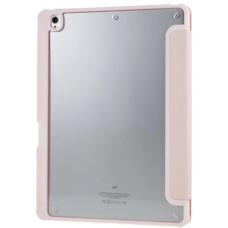 For iPad 10.2 (2021) / (2019) / (2020) Shockproof Case PU Leather + TPU + Acrylic Tablet Case Tri-fold Stand Protective Cover - Pink