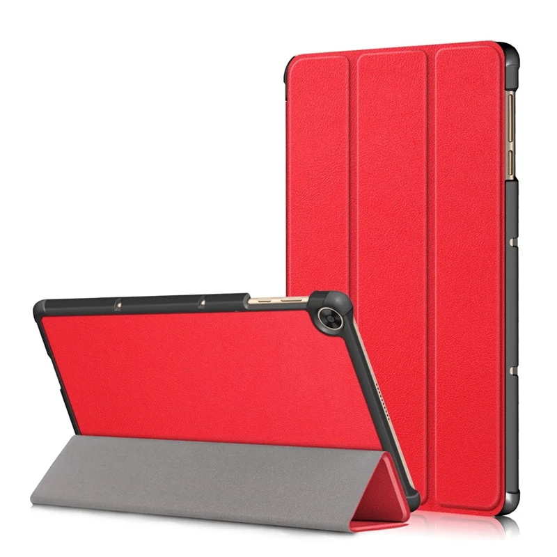 For Honor Pad X8 / X8 Lite / Huawei MatePad T 10 PU Leather Trifold Stand Cover Anti-drop Tablet Protective Case - Red