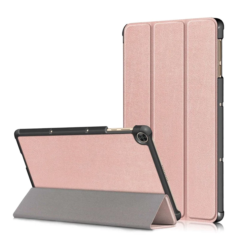 For Honor Pad X8 / X8 Lite / Huawei MatePad T 10 PU Leather Trifold Stand Cover Anti-drop Tablet Protective Case - Rose Gold