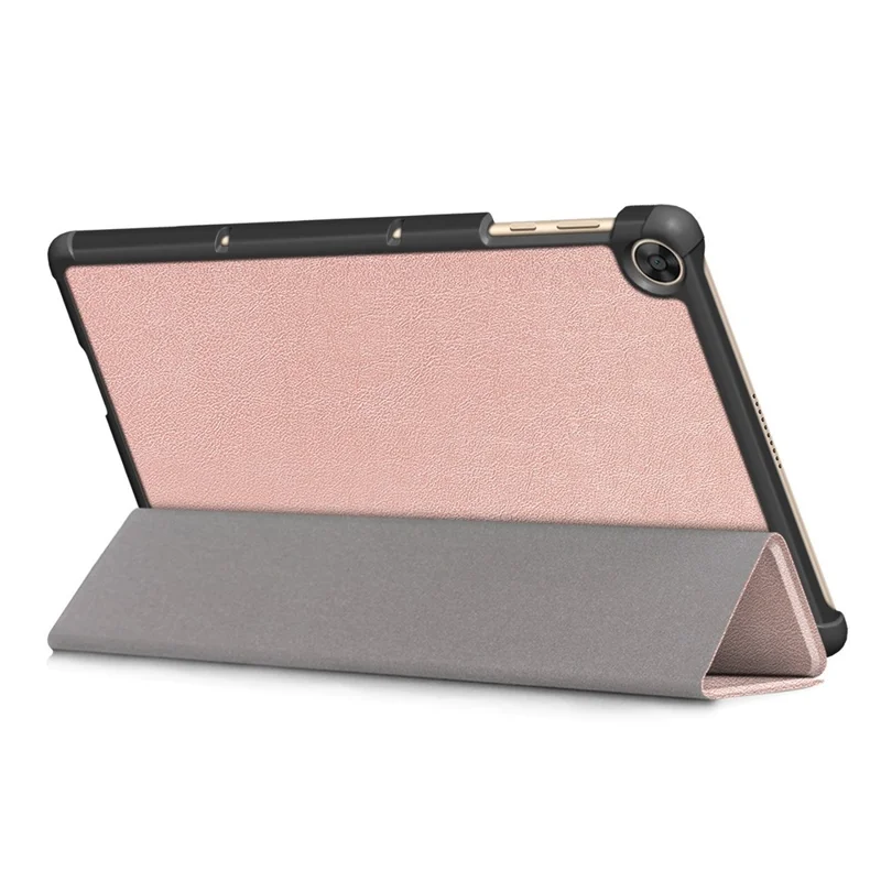 For Honor Pad X8 / X8 Lite / Huawei MatePad T 10 PU Leather Trifold Stand Cover Anti-drop Tablet Protective Case - Rose Gold