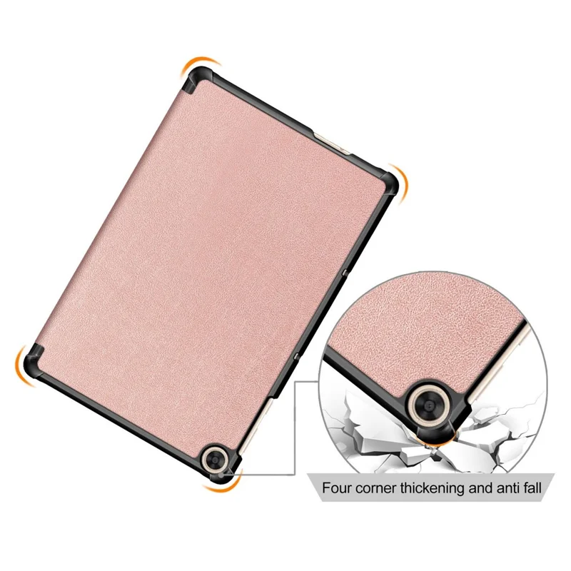 For Honor Pad X8 / X8 Lite / Huawei MatePad T 10 PU Leather Trifold Stand Cover Anti-drop Tablet Protective Case - Rose Gold