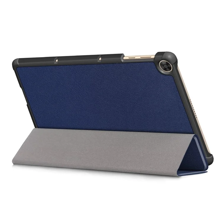 Para o case de trifold de capa de proteção da For Honor Pad X8 / X8 Lite / Huawei MatePad T 10 em couro PU anti-queda - Azul-escuro
