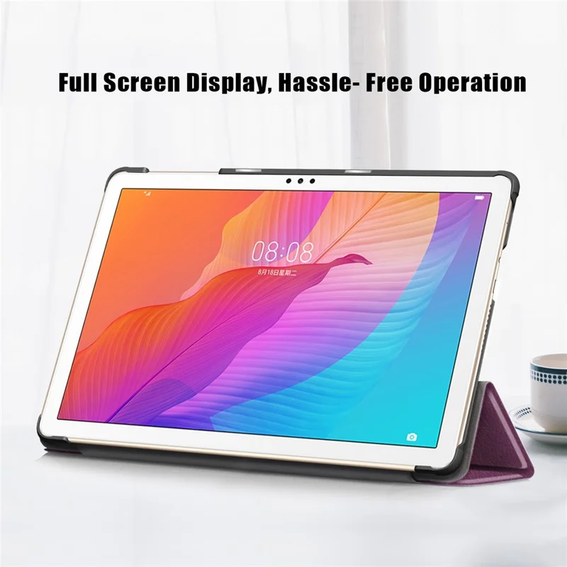 For Honor Pad X8 / X8 Lite / Huawei MatePad T 10 PU Leather Trifold Stand Cover Anti-drop Tablet Protective Case - Purple