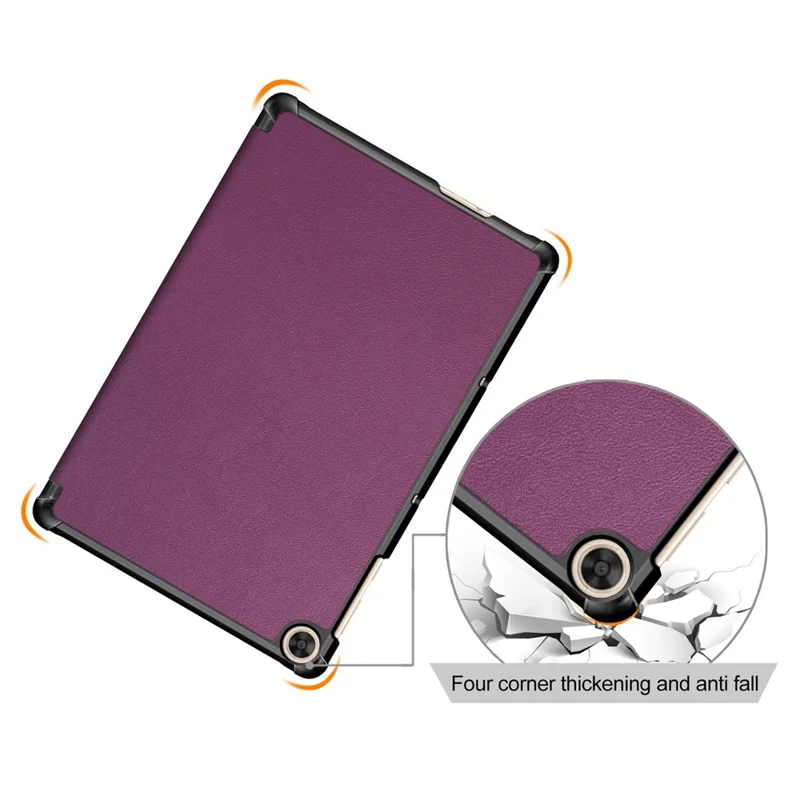 For Honor Pad X8 / X8 Lite / Huawei MatePad T 10 PU Leather Trifold Stand Cover Anti-drop Tablet Protective Case - Purple