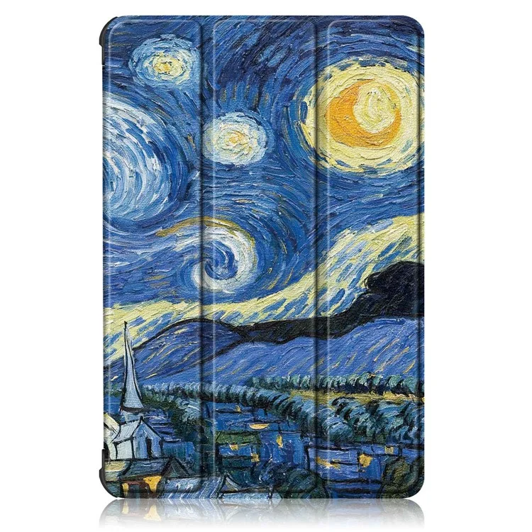 For Honor Pad X8 / X8 Lite / Huawei MatePad T 10 Pattern Printing PU Leather Trifold Stand Cover Fall-proof Tablet Protective Case - Starry Sky