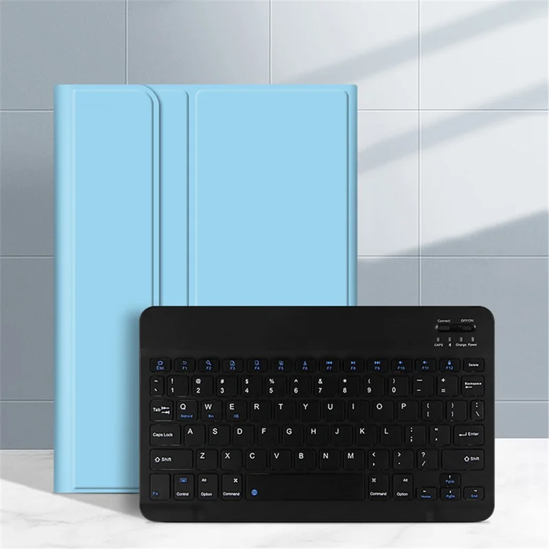 For iPad (2025) / 10.9 (2022) Leather Stand Tablet Case with Detachable Magnetic Wireless Keyboard (Without Touchpad) - Blue