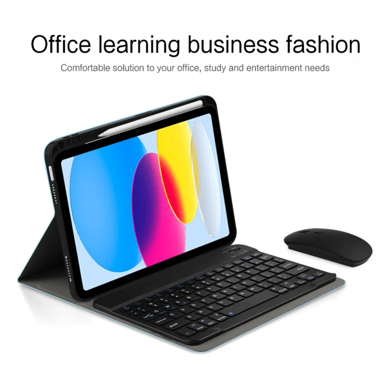 For iPad (2025) / 10.9 (2022) Leather Stand Tablet Case with Detachable Magnetic Wireless Keyboard (Without Touchpad) - Blue