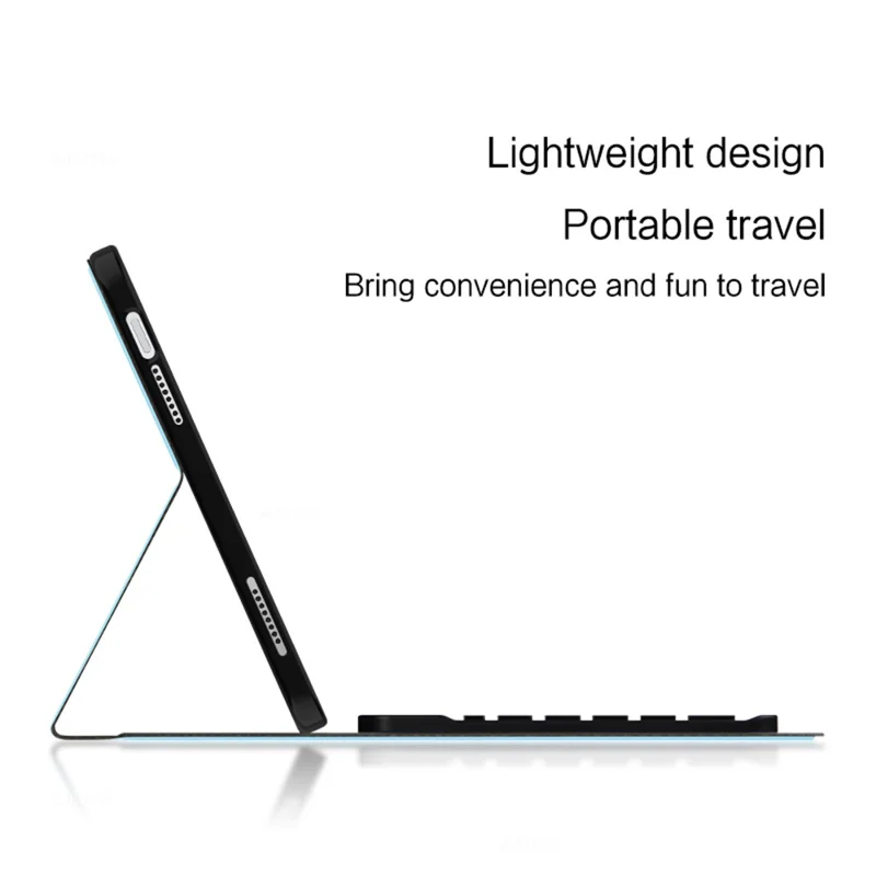 For iPad (2025) / 10.9 (2022) Leather Stand Tablet Case with Detachable Magnetic Wireless Keyboard (Without Touchpad) - Blue