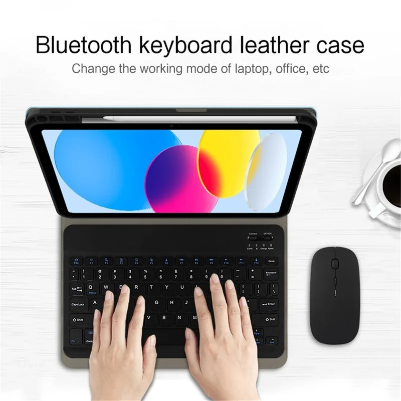 For iPad (2025) / 10.9 (2022) Leather Stand Tablet Case with Detachable Magnetic Wireless Keyboard (Without Touchpad) - Blue