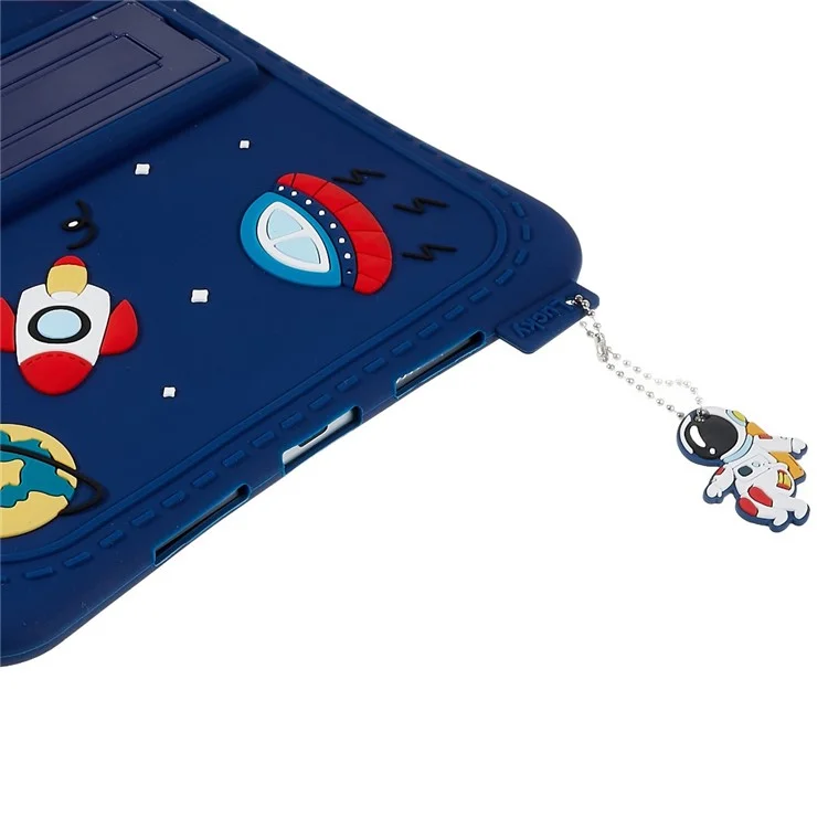 Para iPad 10.2 (2021) / (2020) / (2019) / iPad Air 10.5 polegadas (2019) / iPad Pro 10.5 polegadas (2017) Capa de Tablet com Padrão Espacial à Prova de Queda com Suporte Silicone - Azul Escuro