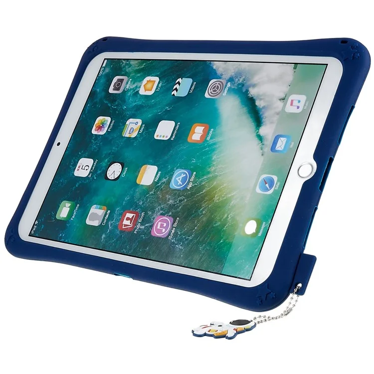 Para iPad 10.2 (2021) / (2020) / (2019) / iPad Air 10.5 polegadas (2019) / iPad Pro 10.5 polegadas (2017) Capa de Tablet com Padrão Espacial à Prova de Queda com Suporte Silicone - Azul Escuro