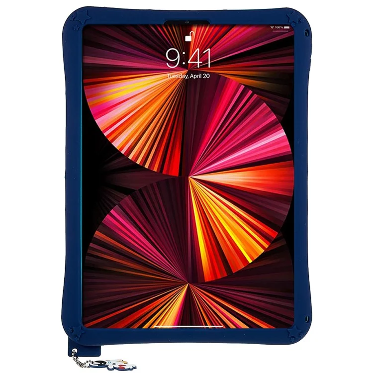 Для iPad Air (2022) / (2020) / iPad Pro 11 (2020) / (2021) / (2022) Cartoon Universe Space Pattern Shockproof Kickstand Tablet Case Silicone Cover - Dark Blue