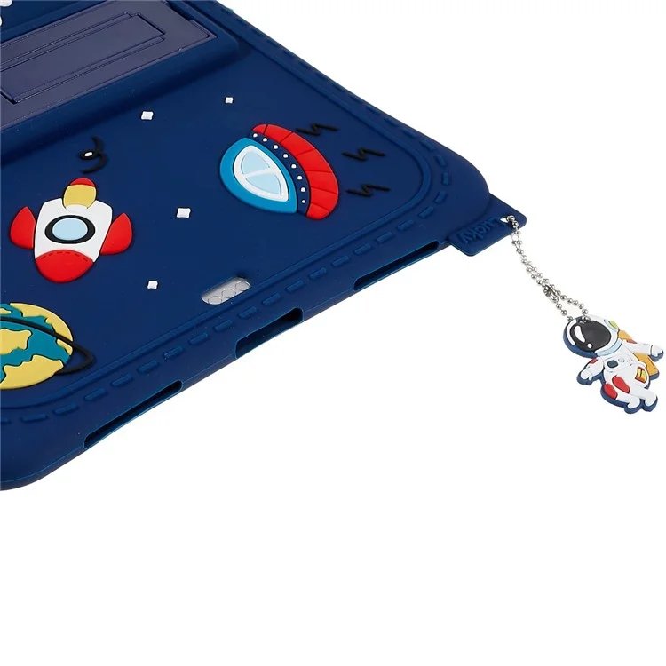 Для iPad Air (2022) / (2020) / iPad Pro 11 (2020) / (2021) / (2022) Cartoon Universe Space Pattern Shockproof Kickstand Tablet Case Silicone Cover - Dark Blue