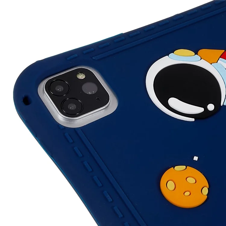 Para Ipad Air (2022) /(2020) / Ipad Pro 11 (2020) /(2021) /(2022) Cartoon Universo Space Patrón de Choque de Kickstand Case de Silicona Cubierta de Silicona - Azul Oscuro