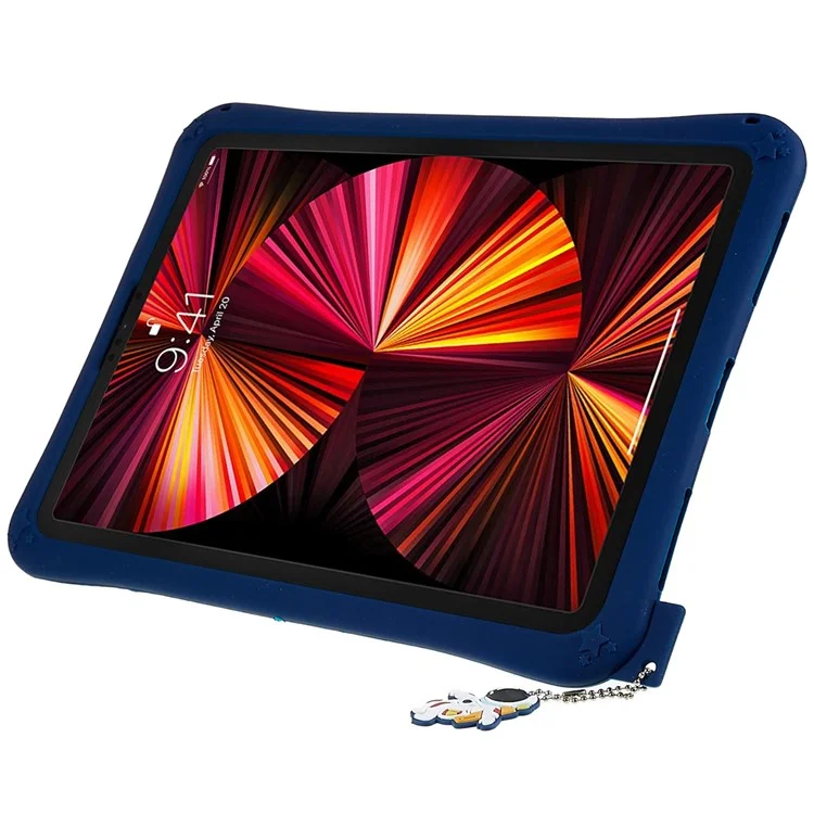 Для iPad Air (2022) / (2020) / iPad Pro 11 (2020) / (2021) / (2022) Cartoon Universe Space Pattern Shockproof Kickstand Tablet Case Silicone Cover - Dark Blue