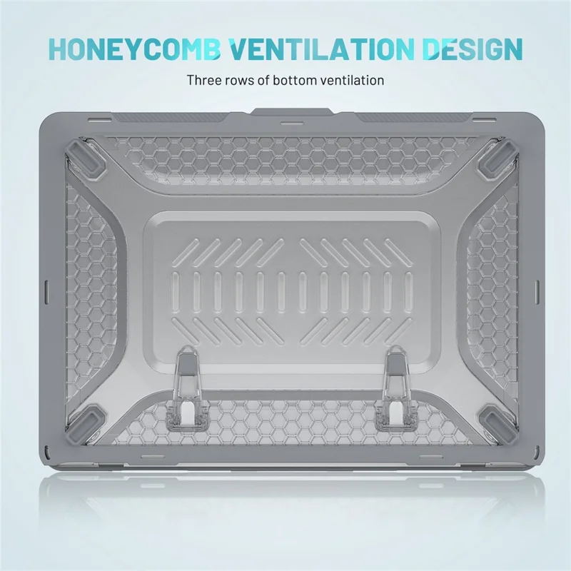 For MacBook Air 13 inch (2026) A3449 / (2025) A3240 / (2024) A3113 / (2022) A2681 Protective Case Anti-Scratch Laptop Hard PC Case with Kickstand - Grey