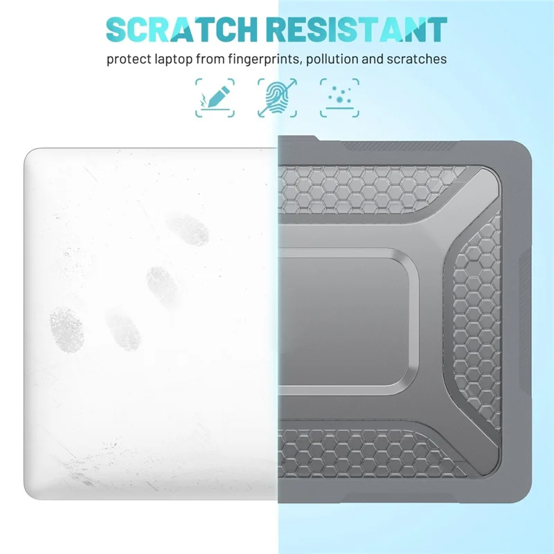 For MacBook Air 13 inch (2026) A3449 / (2025) A3240 / (2024) A3113 / (2022) A2681 Protective Case Anti-Scratch Laptop Hard PC Case with Kickstand - Grey