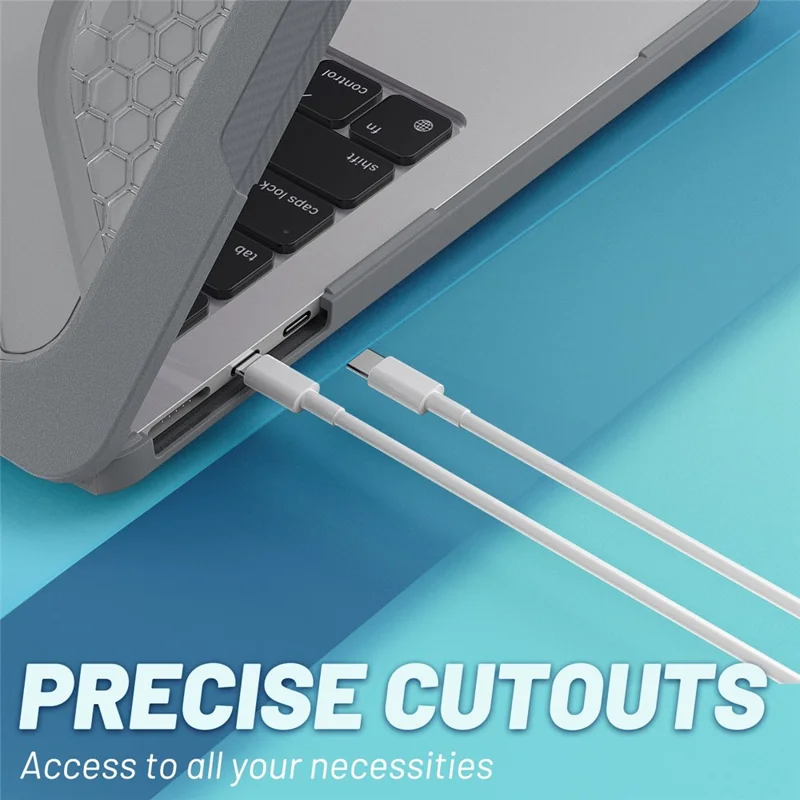 For MacBook Air 13 inch (2026) A3449 / (2025) A3240 / (2024) A3113 / (2022) A2681 Protective Case Anti-Scratch Laptop Hard PC Case with Kickstand - Grey