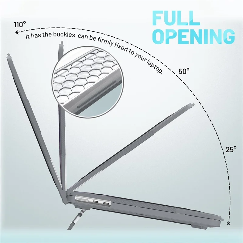 For MacBook Air 13 inch (2026) A3449 / (2025) A3240 / (2024) A3113 / (2022) A2681 Protective Case Anti-Scratch Laptop Hard PC Case with Kickstand - Grey