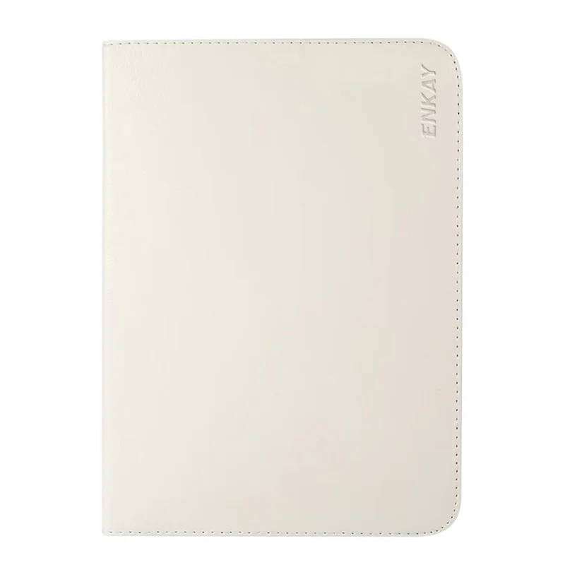 ENKAY Shockproof Case for iPad (2025) / 10.9 (2022) Litchi Texture 360 Degree Rotating Stand PU Leather Tablet Case - White