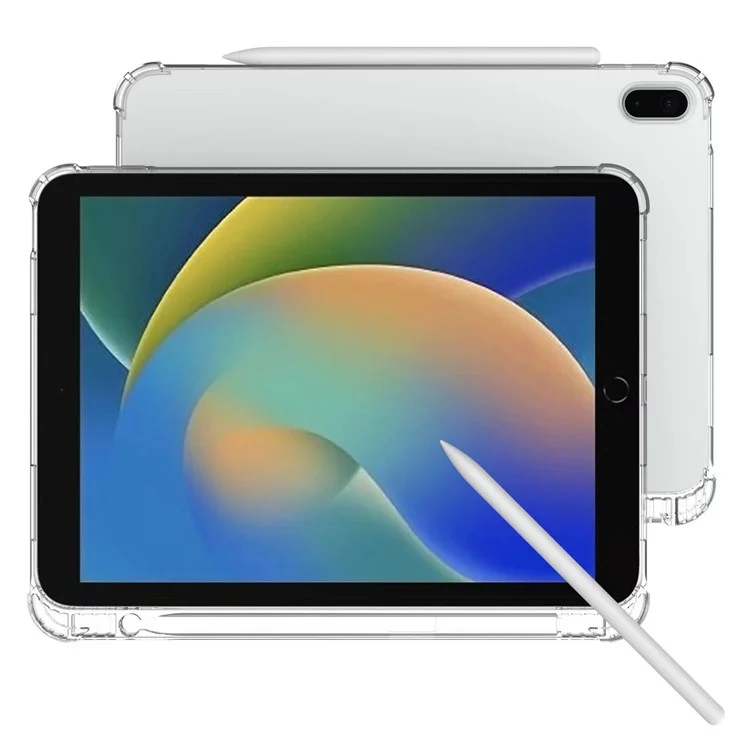 Per iPad 10.9 (2022) / iPad 10th Gen Soft TPU Protective Case Reinforced Corner Anti-Scratch Ultra Clear Tablet Cover with Pencil Holder
