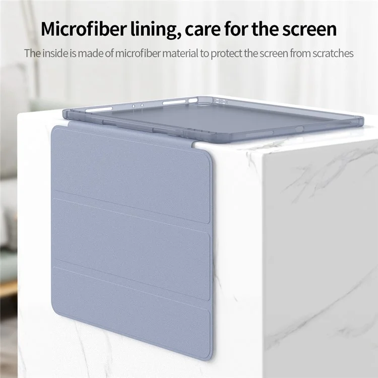 For iPad Pro 11 (2020) / (2021) / (2022) PU Leather Soft TPU Shell Trifold Stand Cover Magnetic Flip Auto Sleep / Wake Tablet Case with Pencil Holder - Dark Blue