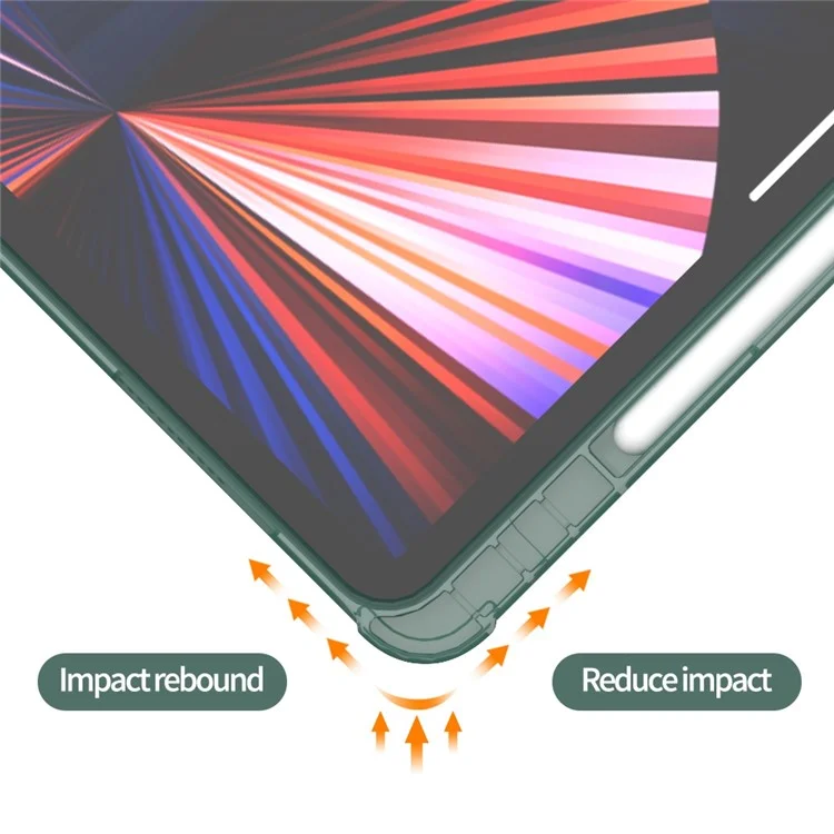 For iPad Pro 11 (2020) / (2021) / (2022) PU Leather Soft TPU Shell Trifold Stand Cover Magnetic Flip Auto Sleep / Wake Tablet Case with Pencil Holder - Dark Blue