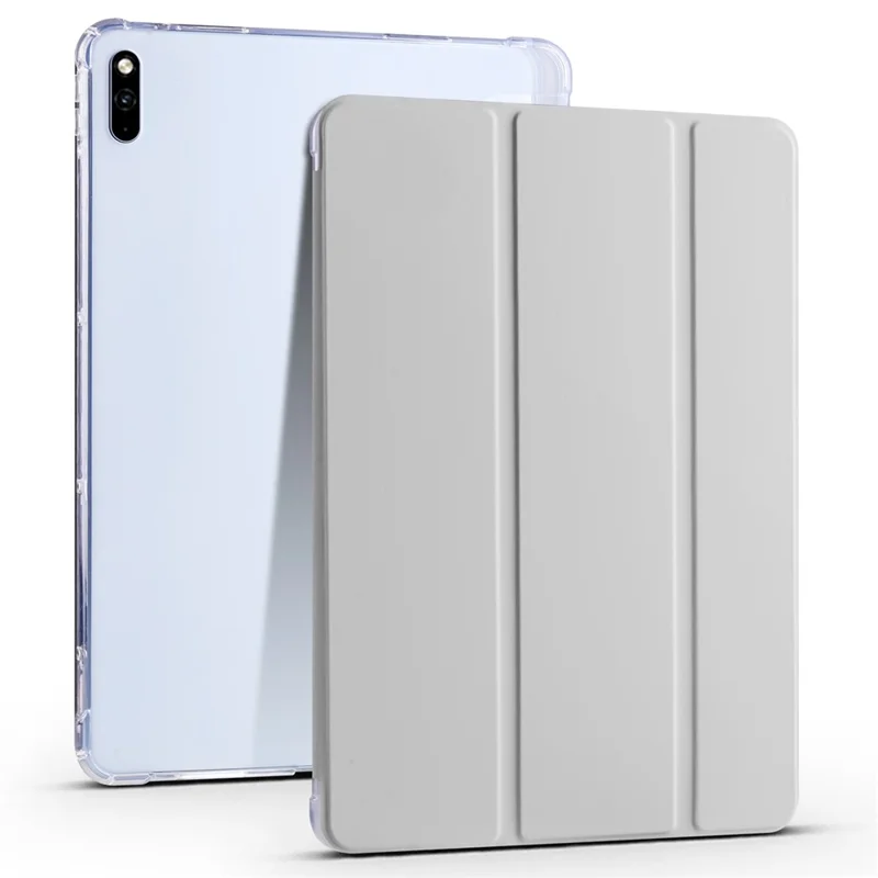 For Huawei MatePad 10.4 (2022) / (2020) Tri-Fold Stand Tablet Cover PU Leather Auto Sleep / Wake Smart Case with Pencil Holder - Grey