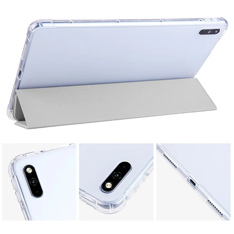 For Huawei MatePad 10.4 (2022) / (2020) Tri-Fold Stand Tablet Cover PU Leather Auto Sleep / Wake Smart Case with Pencil Holder - Grey