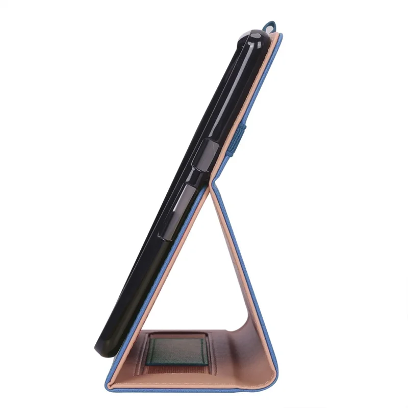 For Honor Pad X8 Business Retro Texture Tablet Case PU Leather Card Holder Stand Cover with Hand Strap and Elastic Band - Blue