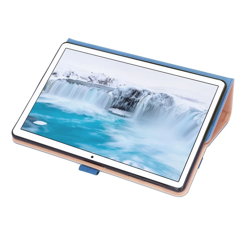 For Honor Pad X8 Business Retro Texture Tablet Case PU Leather Card Holder Stand Cover with Hand Strap and Elastic Band - Blue